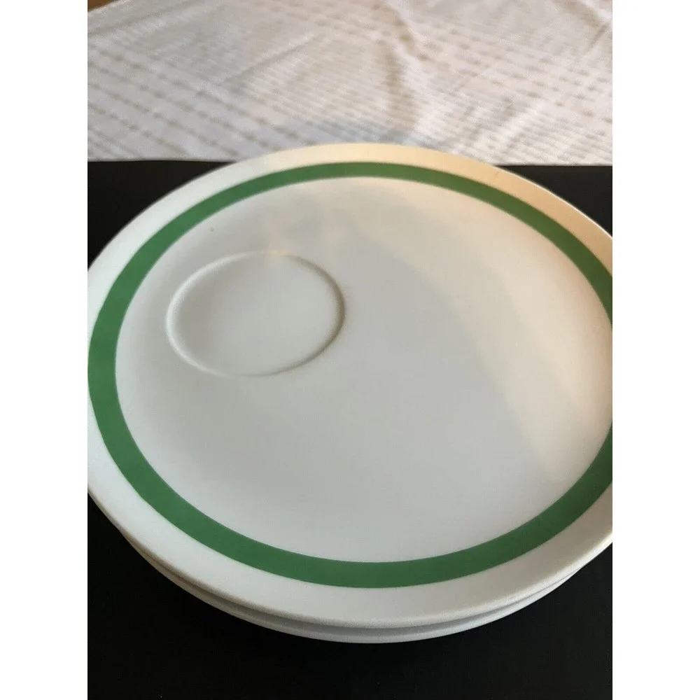 8pc Ceramic Green Floral Daisy Mugs with 9” Round Snack Plate